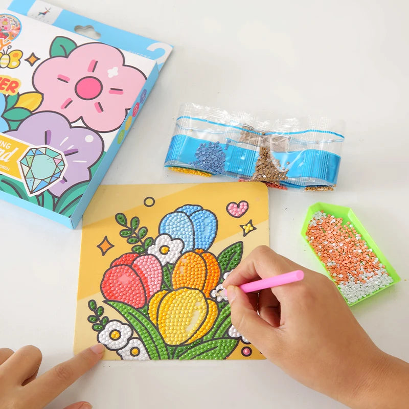 Children's DIY 5D Diamond Painting Kits Cartoon Puzzle Diamond Stickers Girls Fun Gift Box Kid's Educational Toys