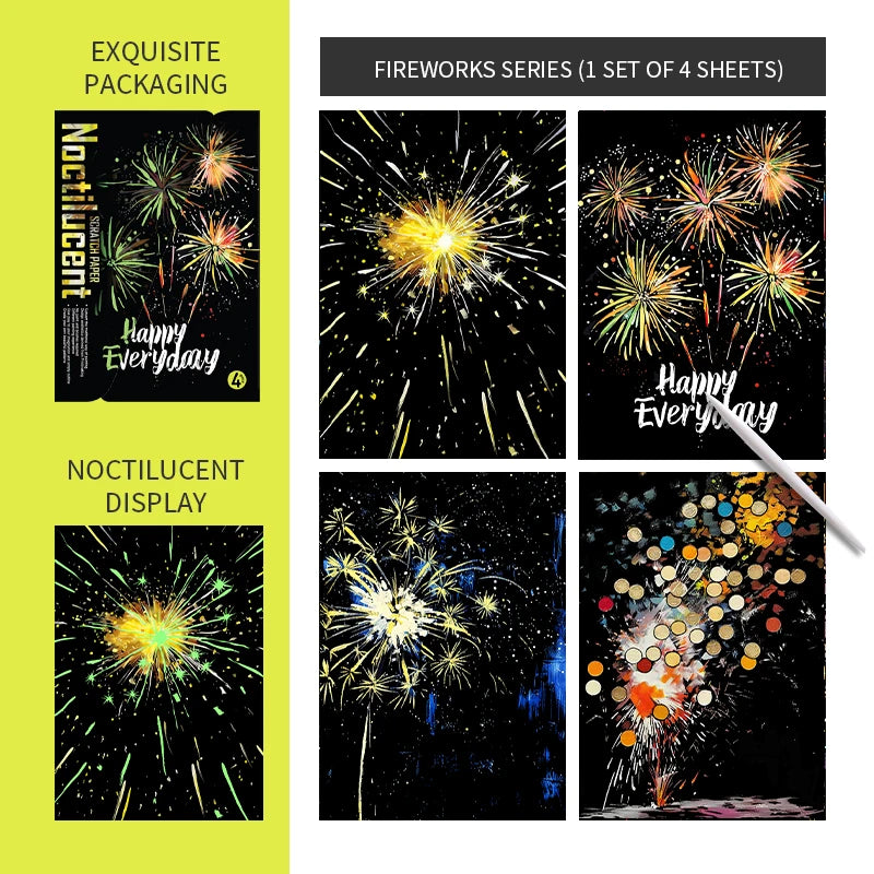 YUELU Luminous Scratch Painting 4pcs/set