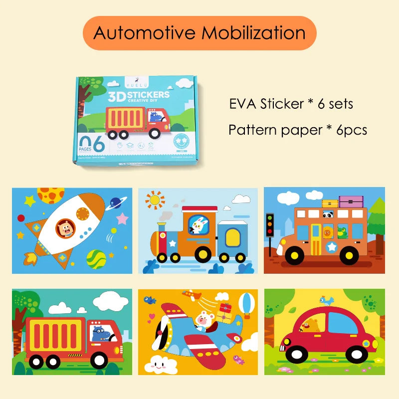Children's EVA Handmade Stickers Wholesale 3D Puzzle Stickers Cartoon Art Kits Soft Foam Sticker Toy For Kids