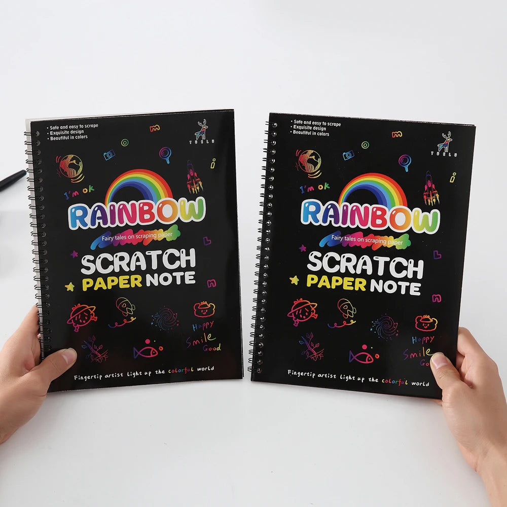 Wholesale Children DIY 10 Sheets Rainbow Kids Scratch Arts Book Scratch off Painting