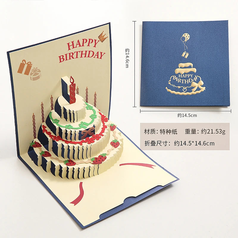 Pop Up Card Luxury Greeting Card 3D Three-Dimensional Gift Handmade Birthday Party Laser Cut Invitation Card