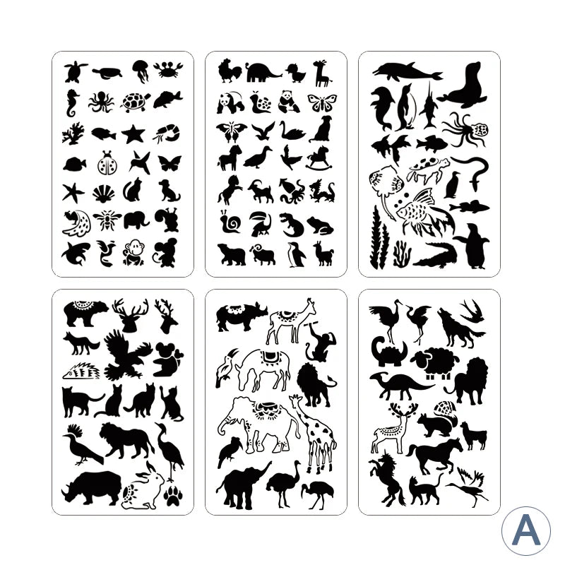 Factory Supply 6 Pcs Reusable Hollow Out Stencils Custom Plastic Drawing Stencils For DIY Painting on Wall Floor