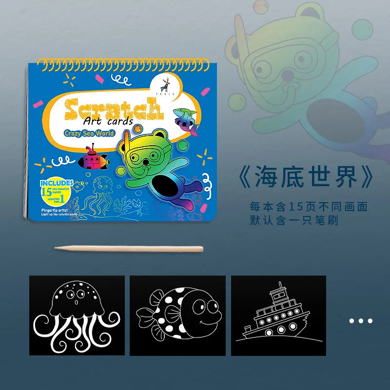 Customized Art Scratch book for kids Magic Painting Scratch Paper Set DIY Kids Colorful Scratch card