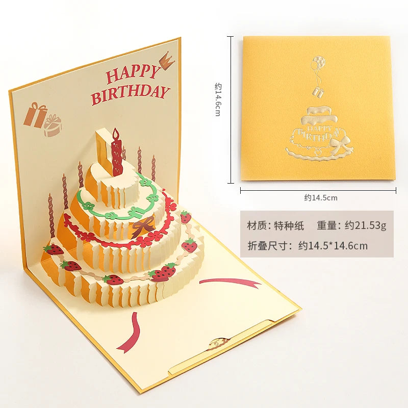 Pop Up Card Luxury Greeting Card 3D Three-Dimensional Gift Handmade Birthday Party Laser Cut Invitation Card