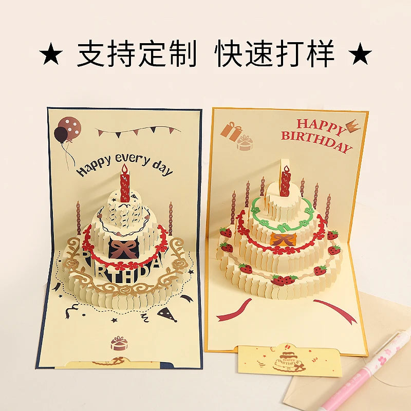 Pop Up Card Luxury Greeting Card 3D Three-Dimensional Gift Handmade Birthday Party Laser Cut Invitation Card