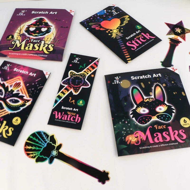 Children's Halloween bright scratch picture creative theme party graffiti diy toys scratch painting set wholesale