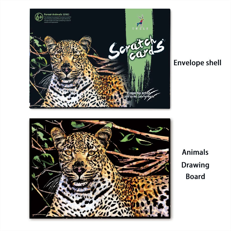 Colorful Scratch Animals Drawing Handmade Art