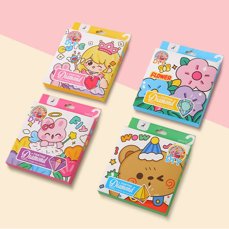 Children's DIY 5D Diamond Painting Kits Cartoon Puzzle Diamond Stickers Girls Fun Gift Box Kid's Educational Toys