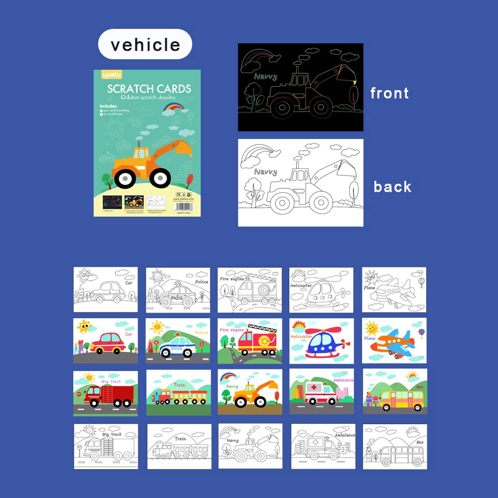 Eco Friendly A4 10pcs Size Scratch Cards Children Educational Toys Magic Rainbow DIY Scratch Art Paper For Kids