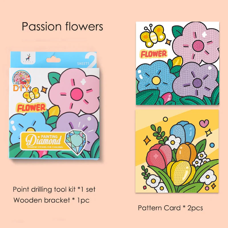 Children's DIY 5D Diamond Painting Kits Cartoon Puzzle Diamond Stickers Girls Fun Gift Box Kid's Educational Toys