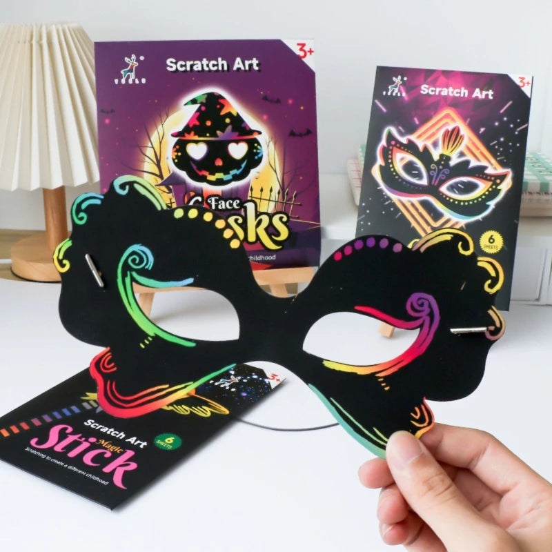 Children's Halloween bright scratch picture creative theme party graffiti diy toys scratch painting set wholesale