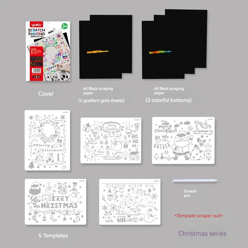 Stencil scratch paper set wholesale A4 animal construction diy manual scratch painting cross-border sales
