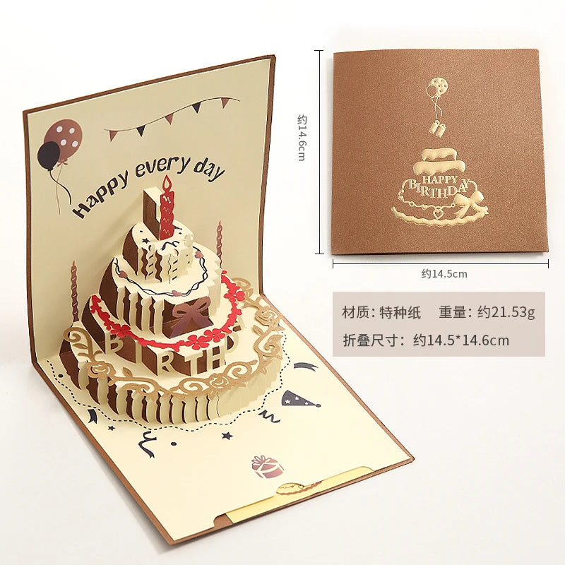 Pop Up Card Luxury Greeting Card 3D Three-Dimensional Gift Handmade Birthday Party Laser Cut Invitation Card