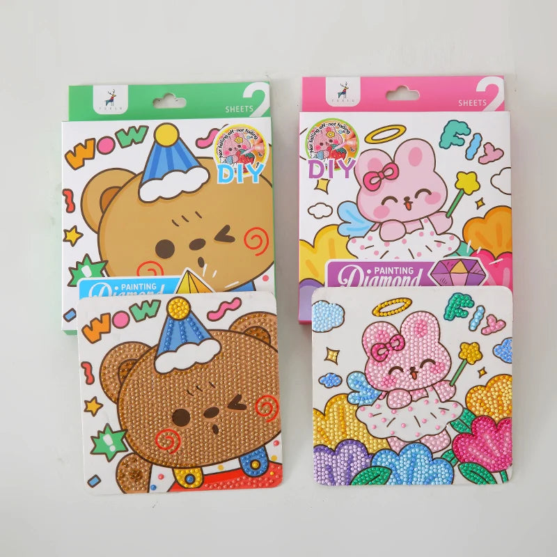 Children's DIY 5D Diamond Painting Kits Cartoon Puzzle Diamond Stickers Girls Fun Gift Box Kid's Educational Toys