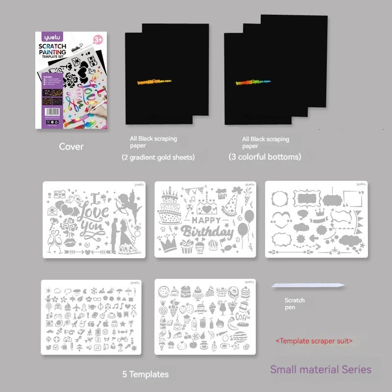Stencil scratch paper set wholesale A4 animal construction diy manual scratch painting cross-border sales