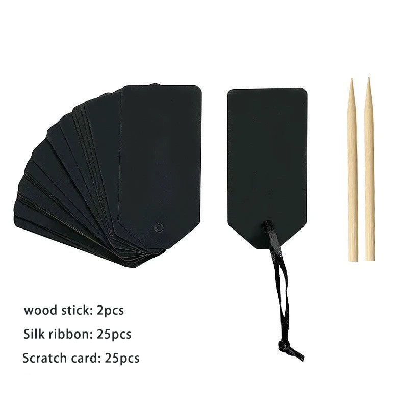 Rainbow scratch paper note with 25 pages, 25 ribbons and 2 bamboo scratching pens for kid's DIY
