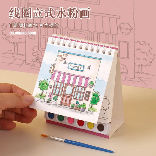 YUELU Mini Watercolor Sketchbook Coloring Book