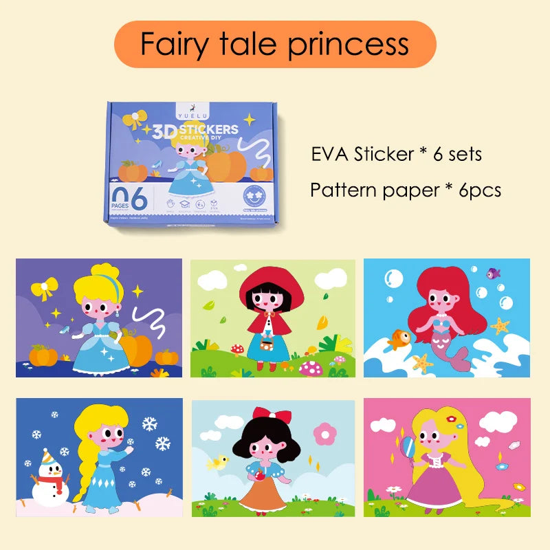 Children's EVA Handmade Stickers Wholesale 3D Puzzle Stickers Cartoon Art Kits Soft Foam Sticker Toy For Kids