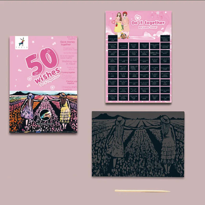 YUELU Scratch Painting 50 Little Thing To Do Together Scratch-off Poster Scratch Wishlist For Couples Kids Girlfriend