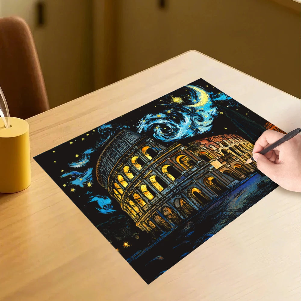 YUELU A3 Size Relief laser Scratch Drawing