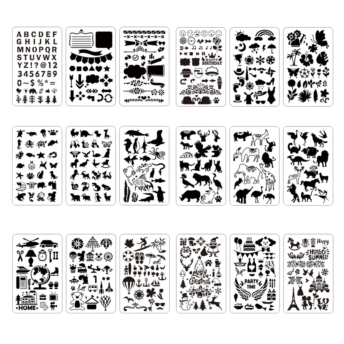 Factory Supply 6 Pcs Reusable Hollow Out Stencils Custom Plastic Drawing Stencils For DIY Painting on Wall Floor
