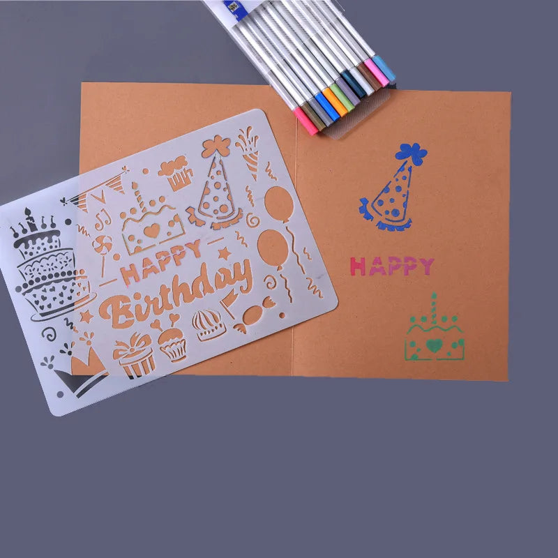 Plastic Drawing Stencil For DIY Scrapbooking Decorative Birthday Embossing Plastic Templates