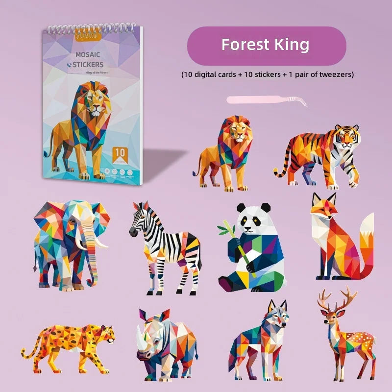 Yuelu Children's Paper Number Puzzle Book Handmade DIY Animal Collage Sticker Focus joy