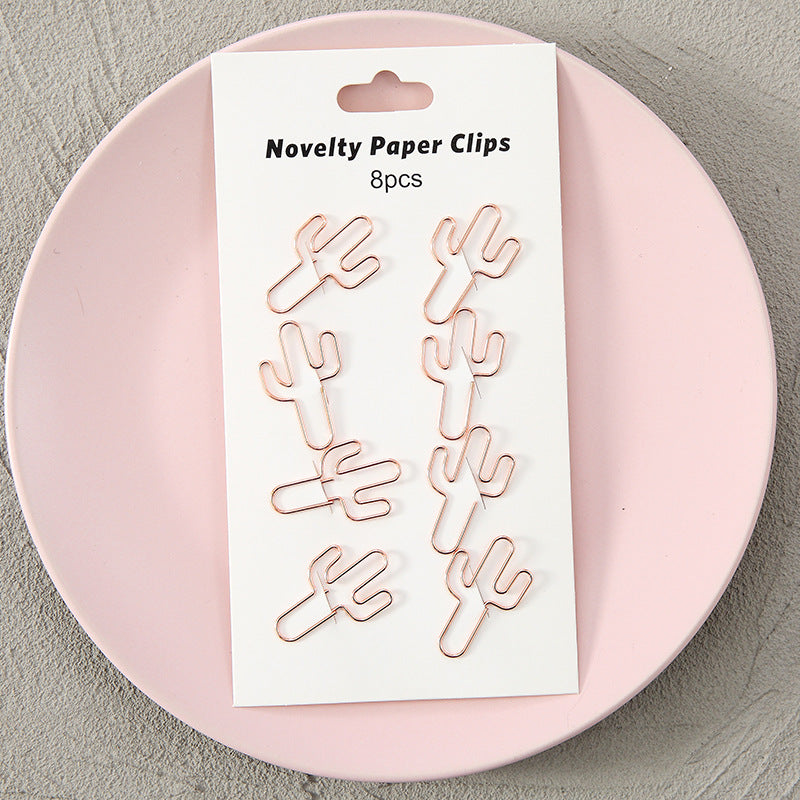 YUELU Creative metal paper clips 8 packs cute student hollow distinction needle office learning materials bookmark test paper clip