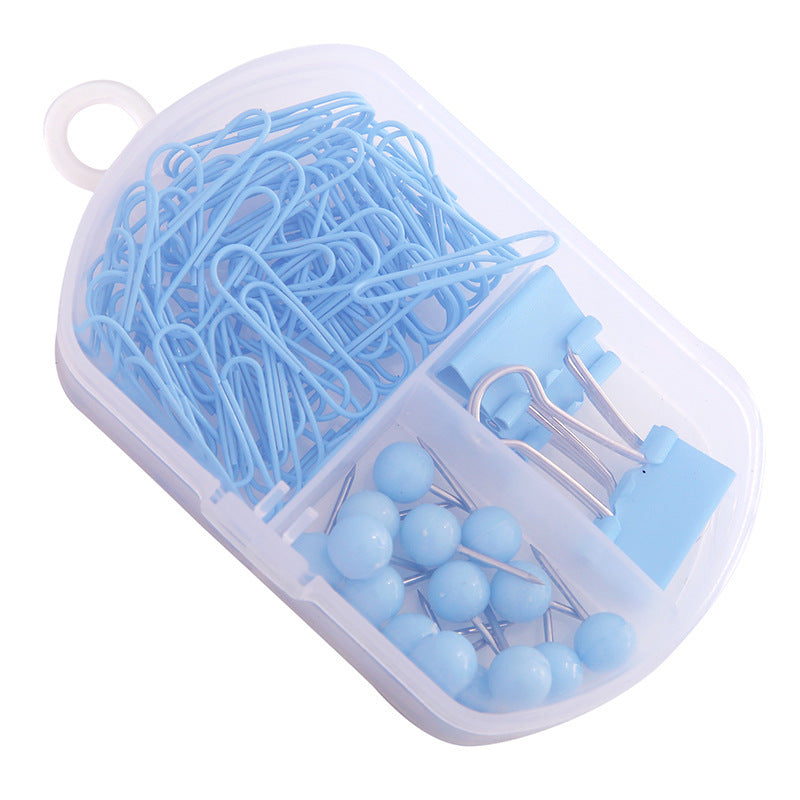 YUELU Creative colorful paper clip ticket clip thumbtack three-in-one combination office combination cute student stationery set