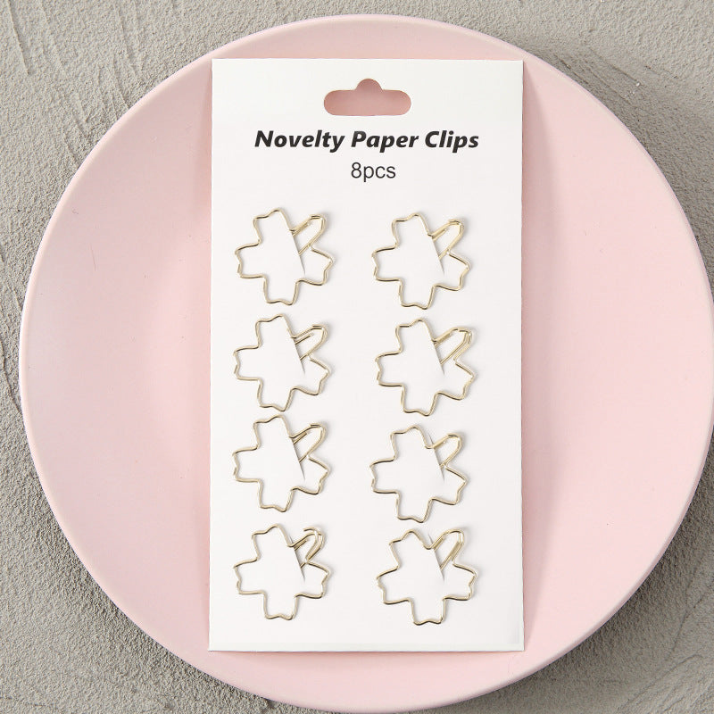 YUELU Creative metal paper clips 8 packs cute student hollow distinction needle office learning materials bookmark test paper clip
