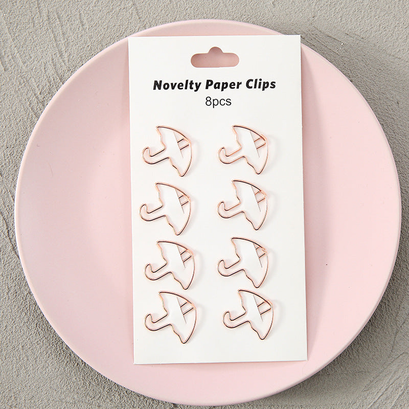 YUELU Creative metal paper clips 8 packs cute student hollow distinction needle office learning materials bookmark test paper clip