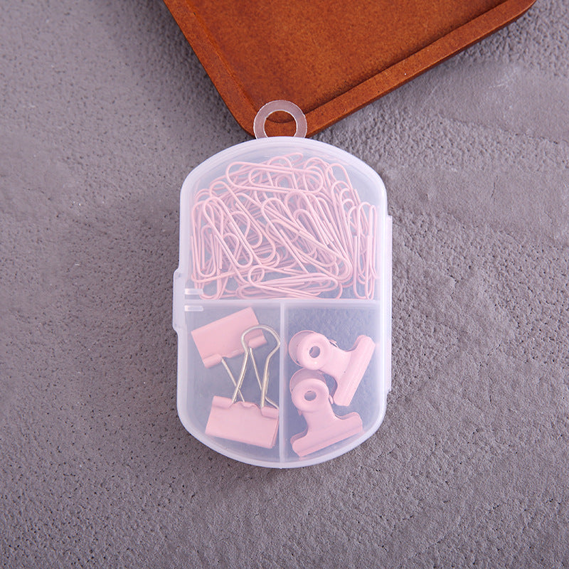 YUELU Creative colorful paper clip ticket clip thumbtack three-in-one combination office combination cute student stationery set