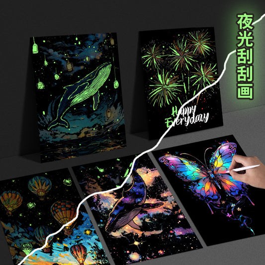 YUELU Luminous Scratch Painting 4pcs/set