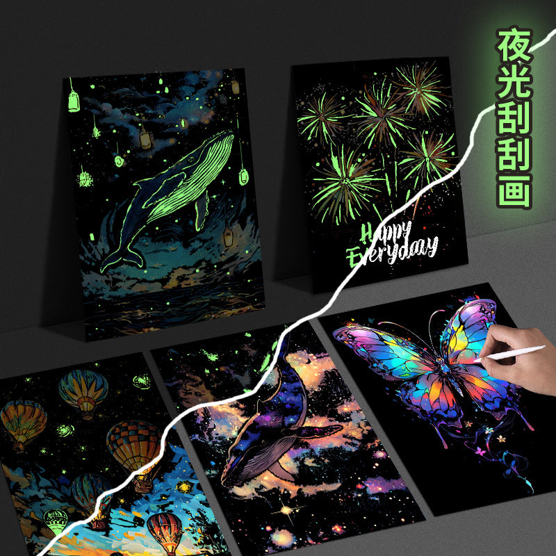 YUELU Luminous Scratch Painting 4pcs/set