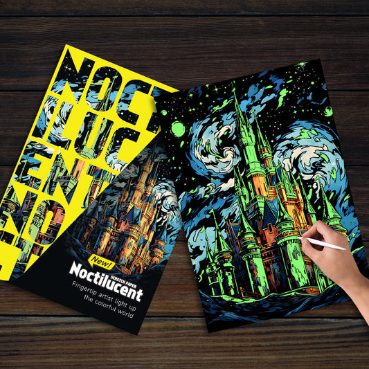 YUELU Scratch Paper Set Noctilucent Scratch Art Paper DIY Bookmark Drawing Coloring Book Adult Toy Luminous Scratch Drawing