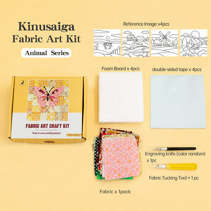 DIY Kinusaiga Fabric Art Kit for Adults and Kids Creative Fabric Collage Art Set with Tools Gift Box