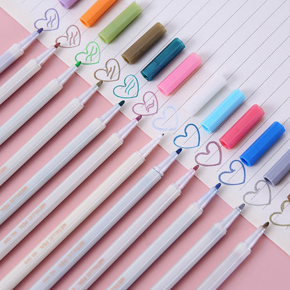 YUELU Metallic marker Water-based marker DIY handbook Color painting Black card pen 12-color graffiti pen