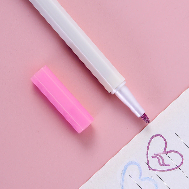 YUELU Metallic marker Water-based marker DIY handbook Color painting Black card pen 12-color graffiti pen