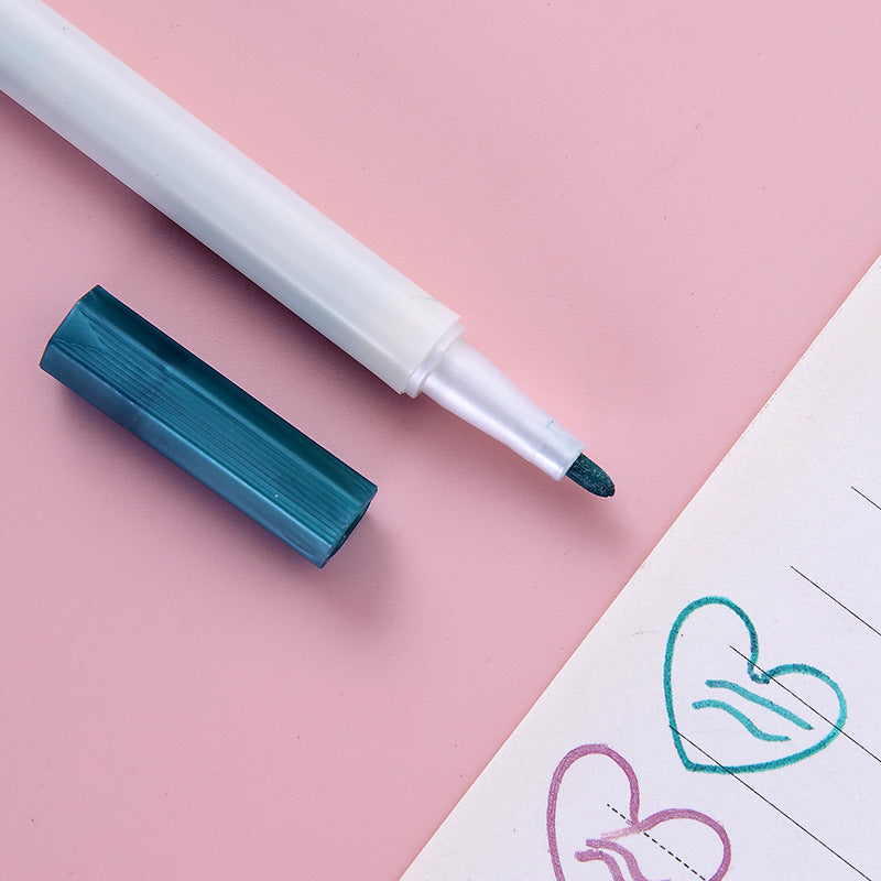 YUELU Metallic marker Water-based marker DIY handbook Color painting Black card pen 12-color graffiti pen