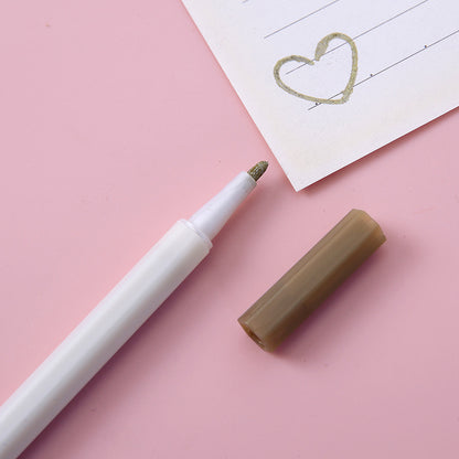 YUELU Metallic marker Water-based marker DIY handbook Color painting Black card pen 12-color graffiti pen