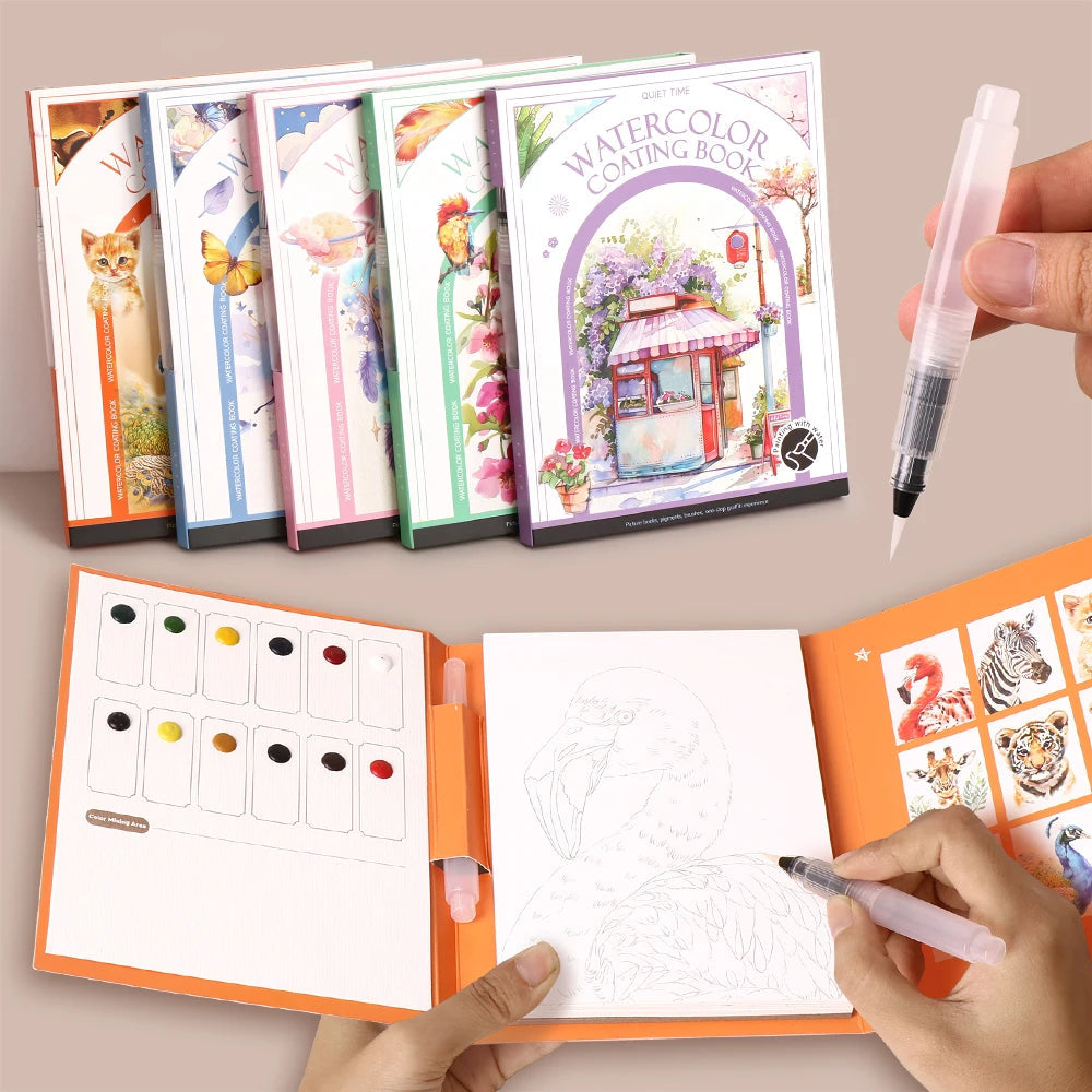 YUELU Trifold Watercolor Set Coloring books for adults