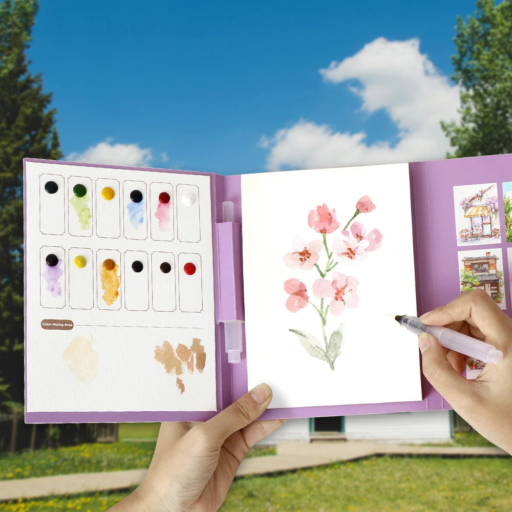 YUELU Trifold Watercolor Set Coloring books for adults