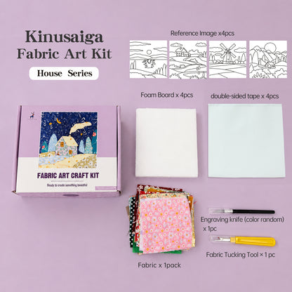 DIY Kinusaiga Fabric Art Kit for Adults and Kids Creative Fabric Collage Art Set with Tools Gift Box