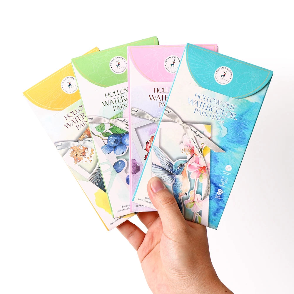 YUELU 10pcs/set Watercolor Bookmark Painting Set