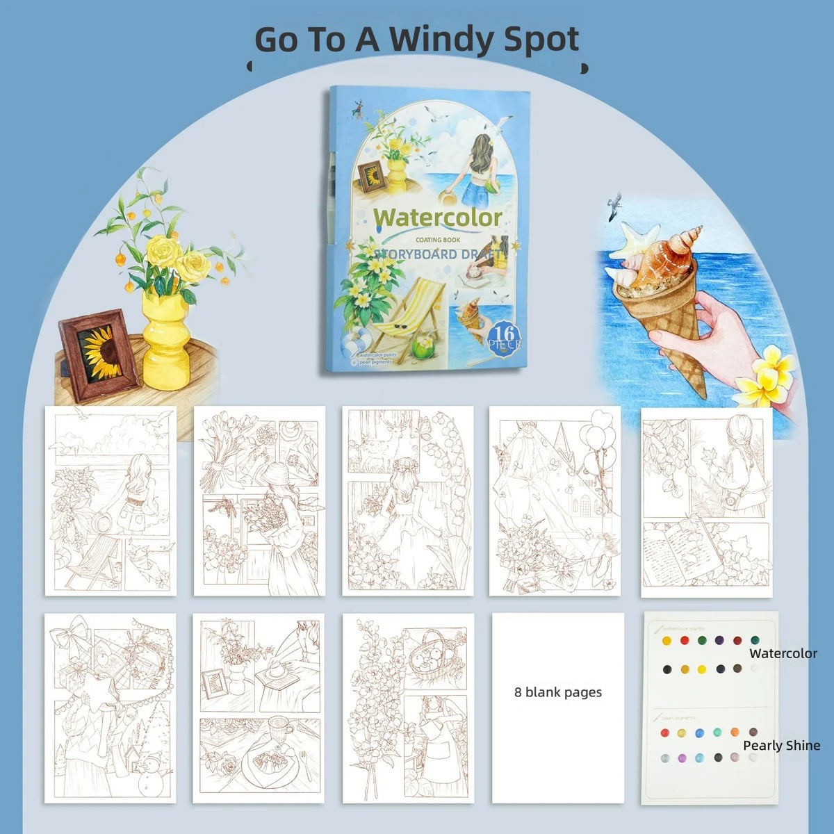 YUELU Creative A4 Paper Watercolor Painting Set with Three-Fold Pages-Cross-Border Hot-Selling Art Supplies Gift