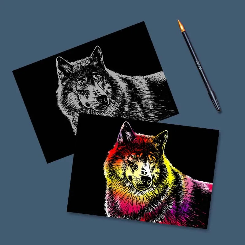 YUELU Wholesale Kids Painting Colorful Animal Series Scratch art Animals Drawing Handmade Art For Adult Birthday Gift