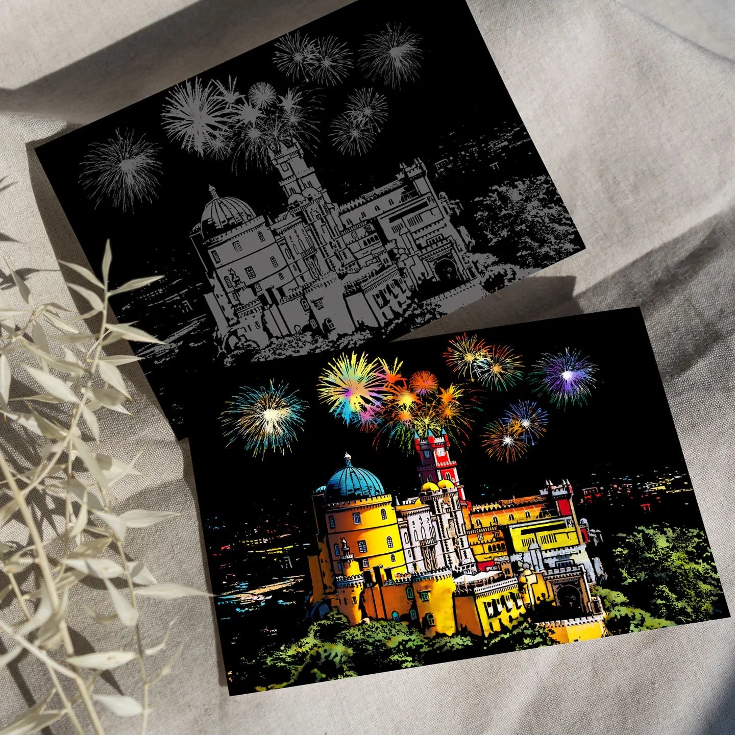 YUELU A3 Size Rainbow Scratch Art Painting Colorful City Series Scratch Cards Magic Night View Scratch Art Paper for Adults