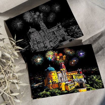 YUELU A3 Size Rainbow Scratch Art Painting Colorful City Series Scratch Cards Magic Night View Scratch Art Paper for Adults