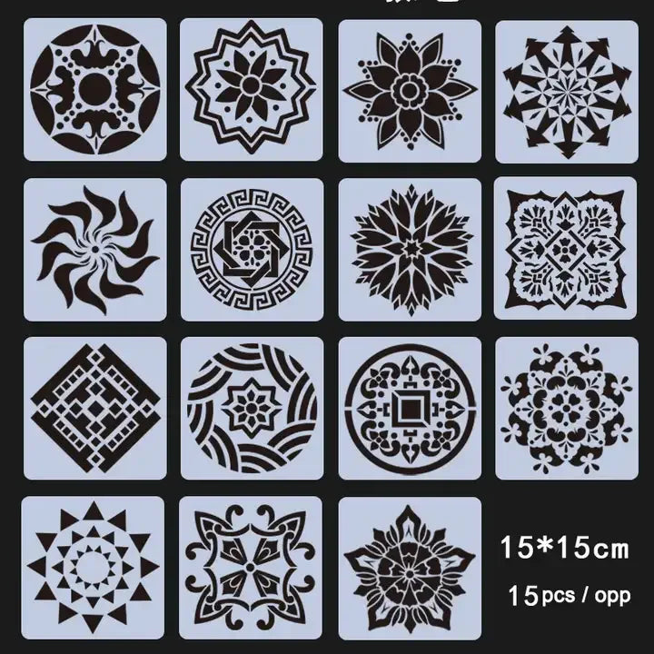 YUELU Laser Cut Stencil Mandala Painting Template  11*11cm  OEM Custom Plastic Drawing Template