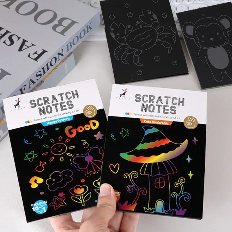 Wholesale Cheap Stationery DIY Scratch Notebook 10sheets Rainbow Scratch Paper Art Set For Kids